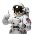 Astronaut in space suit showing thumbs up, cut out space man approve
