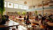 © New Robot - The social pulse of school life - an everyday scene from a school cafeteria during lunch break