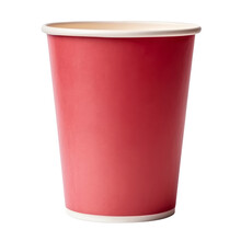 Red Paper Cup Isolated On Transparent Background Cutout