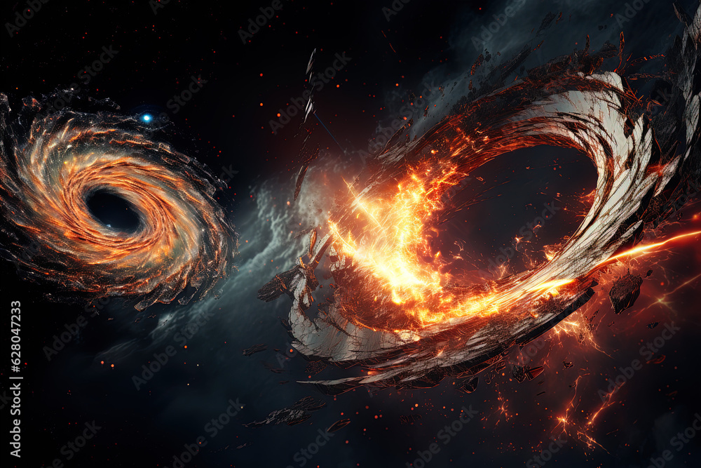 Black Hole swallowing a planet. View from dying planet. AI Art Stock ...