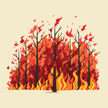 Forest On Fire Vector Flat Minimalistic Isolated Illustration