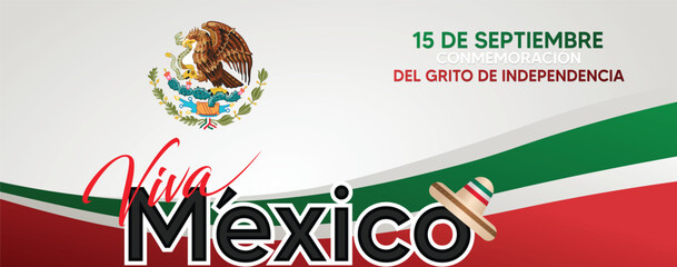 green, white and red abstract design. template for Mexico Independence day or national day design.Banner illustration of Mexico independence day Viva Mexico.