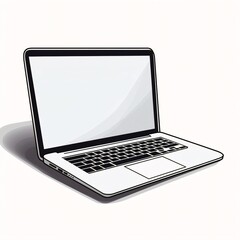 Poster - Generative AI : Digital Elegance: Minimalist Laptop Illustration on White