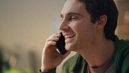 Wall Mural - Designer hand creating tablet at sunny workplace close up. Man calling cellphone