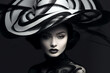 © Tetiana - Collage generative ai modern technology picture of charming young lady elegance luxury white hat french fashion isolated on black background