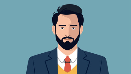 Poster - Portrait of man vector - Illustration of sharp dressed businessman face and upper body looking into camera. Flat design
