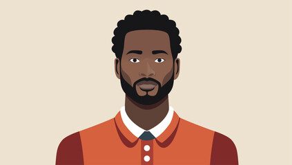 Aufkleber - Black man face and upper body - Vector illustration portrait of male person in professional casual clothes looking into camera. Flat design character with beige background