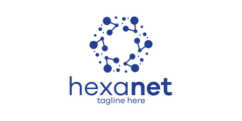 logo design hexagon and connection modern technology icon vector inspiration