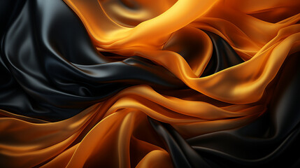 Black and golden matte silk cloth background. Generative Ai