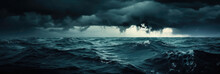 Stormy Ocean Weather. Dark Clouds Above The Sea. Generative AI