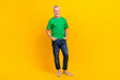 © deagreez - Full length photo of friendly satisfied glad aged person put hands pockets posing isolated on vivid yellow color background