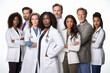 © Luiza - Group of american doctors on white background