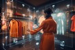 Augmented reality technology concept applied to the fashion industry, providing immersive and innovative clothing shopping and trying on experiences, Generative AI