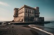 Medieval castle on seafront with historic royal seat in Naples. Generative AI