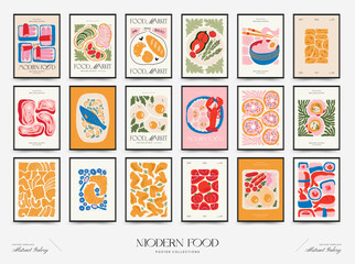 abstract food posters template. modern trendy matisse minimal style. kitchen and restaurant decor. h