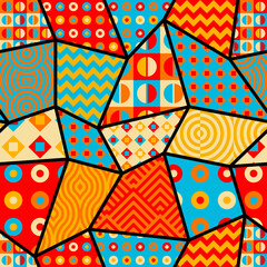 Aufkleber - Abstract geometric Square color background. Patchwork style.