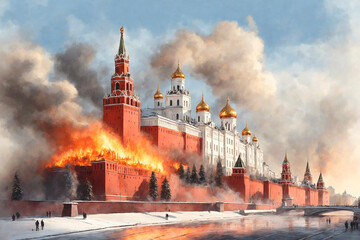 the Kremlin is burning. ai generator