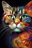 Fototapeta Tęcza - American Shorthair Persian cat psychedelic look. Generative AI