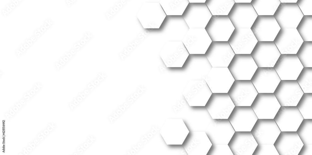 Seamless hexagons white Hexagonal structure futuristic white background ...