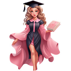 Wall Mural - Cute Girl Graduating Illustration