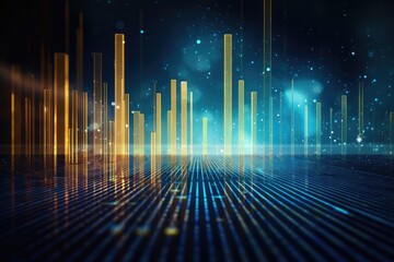 Computer-generated digital currency and stock chart for finance and economy display using data technology. Photo generative AI