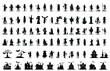 Vector Illustration of Halloween Silhouette Characters on White Background