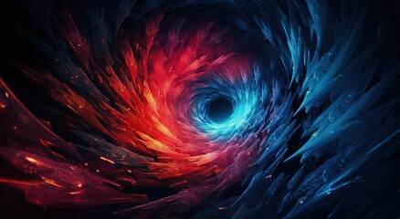 Wall Mural - Colored wormhole on a black, 3D funnel or portal.