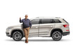 © Ljupco Smokovski - Full length portrait of a mature man leaning on a SUV and gesturing thumbs up