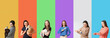 © Pixel-Shot - Collage of young women with pets and lint rollers on color backgrounds