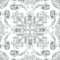  Hand drawn seamless floral pattern on a white background, vector textile template.
