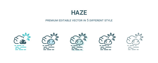 Poster - haze icon in 5 different style. Outline, filled, two color, thin haze icon isolated on white background. Editable vector can be used web and mobile