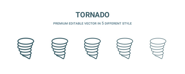 Canvas Print - tornado icon in 5 different style. Thin, light, regular, bold, black tornado icon isolated on white background.