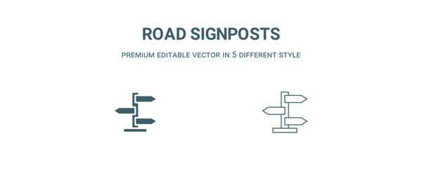 Wall Mural - road signposts icon. Filled and line road signposts icon from user interface collection. Outline vector isolated on white background. Editable road signposts symbol