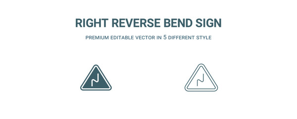 Wall Mural - right reverse bend sign icon. Filled and line right reverse bend sign icon from traffic signs collection. Outline vector isolated on white background. Editable right reverse bend sign symbol