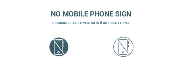 Sticker - no mobile phone sign icon. Filled and line no mobile phone sign icon from traffic signs collection. Outline vector isolated on white background. Editable no mobile phone sign symbol