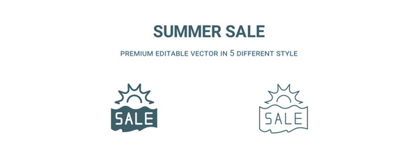 Wall Mural - summer sale icon. Filled line summer sale icon from summer collection. Outline vector isolated on white background. Editable summer sale symbol