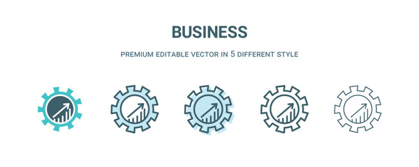 Wall Mural - business icon in 5 different style. outline, filled, two color, thin business icon isolated on white