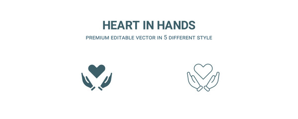 Canvas Print - heart in hands icon. Filled and line heart in hands icon from people collection. Outline vector isolated on white background. Editable heart in hands symbol