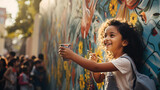 Fototapeta  - young children create a mural 