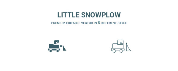 little snowplow icon. Thin line little snowplow icon from construction collection. Outline vector isolated on white background. Editable little snowplow symbol can be used web and mobile