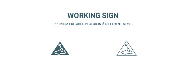 Canvas Print - working sign icon. Thin line working sign icon from construction collection. Outline vector isolated on white background. Editable working sign symbol can be used web and mobile