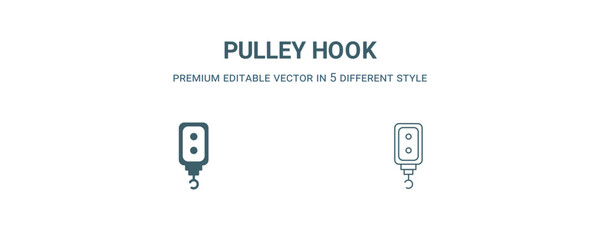 Wall Mural - pulley hook icon. Thin line pulley hook icon from construction collection. Outline vector isolated on white background. Editable pulley hook symbol can be used web and mobile