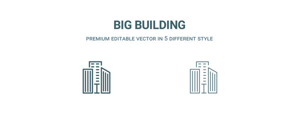 Sticker - big building icon. Thin line big building icon from construction collection. Outline vector isolated on white background. Editable big building symbol can be used web and mobile