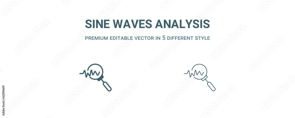 sine waves analysis icon. Filled and line sine waves analysis icon from ...