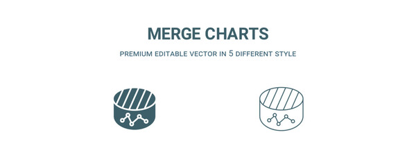 Canvas Print - merge charts icon. Filled and line merge charts icon from business and analytics collection. Outline vector isolated on white background. Editable merge charts symbol