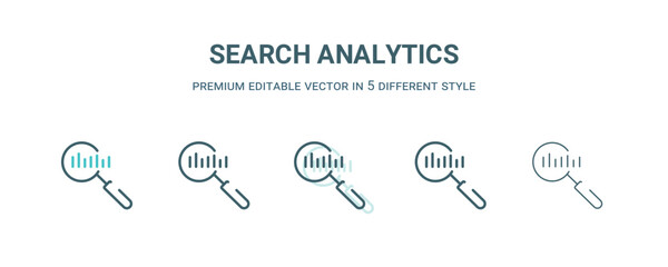 Wall Mural - search analytics icon in 5 different style. outline, filled, two color, thin search analytics icon i