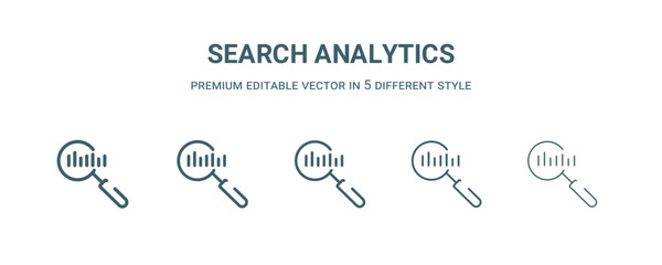 Wall Mural - search analytics icon in 5 different style. thin, light, regular, bold, black search analytics icon 