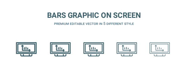 Wall Mural - bars graphic on screen icon in 5 different style. thin, light, regular, bold, black bars graphic on 