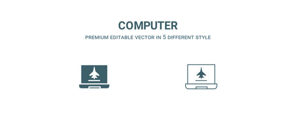 Wall Mural - computer icon. filled and line computer icon from military and war and collection. outline vector is