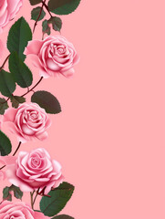 Sticker - pink roses on a white background